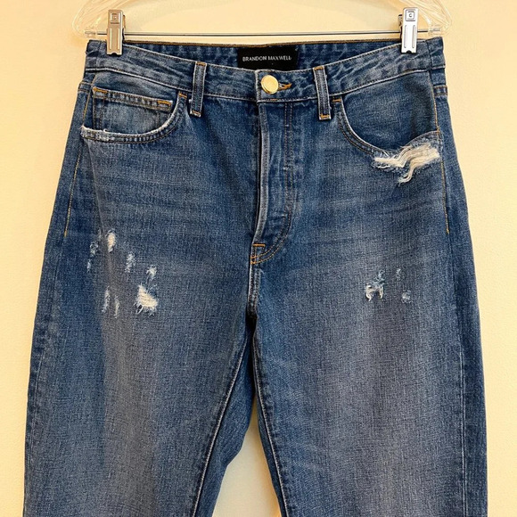 Brandon Maxwell Boyfriend Distressed Straight Leg Designer Denim Jeans 29 - Picture 5 of 11